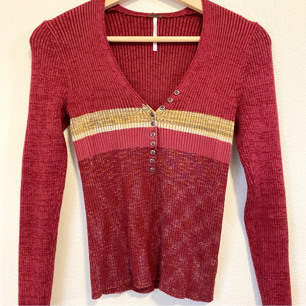 Free People Long-Sleeve Thermal Henley Top